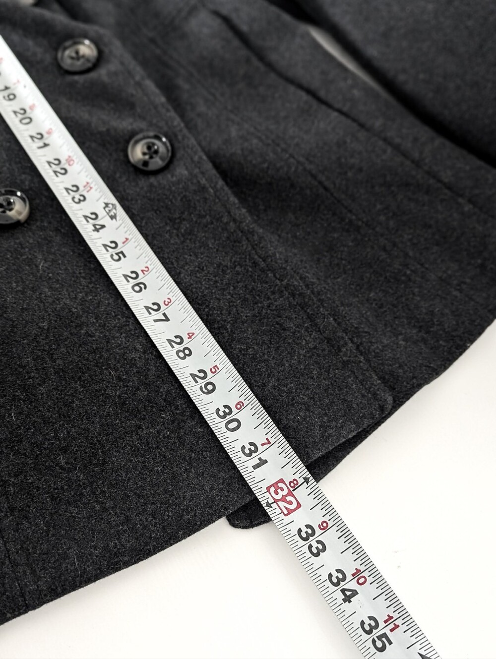 London Fog Dark Charcoal Double-Breasted Peacoat - Picture 6 of 7